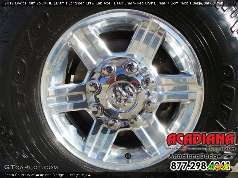 Deep Cherry Red Crystal Pearl / Light Pebble Beige/Bark Brown 2012 Dodge Ram 2500 HD Laramie Longhorn Crew Cab 4x4