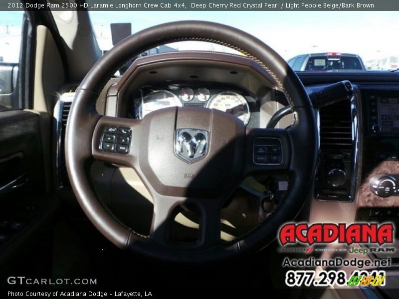 Deep Cherry Red Crystal Pearl / Light Pebble Beige/Bark Brown 2012 Dodge Ram 2500 HD Laramie Longhorn Crew Cab 4x4
