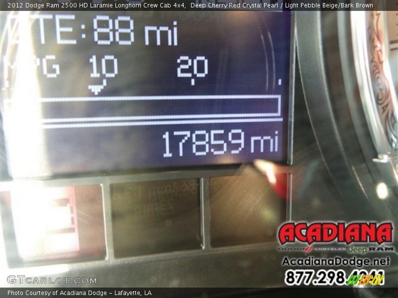 Deep Cherry Red Crystal Pearl / Light Pebble Beige/Bark Brown 2012 Dodge Ram 2500 HD Laramie Longhorn Crew Cab 4x4