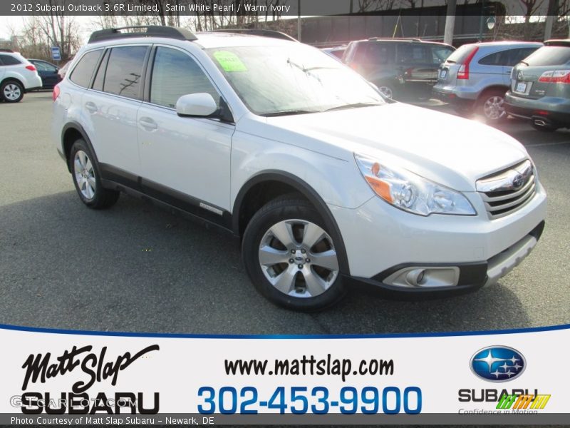 Satin White Pearl / Warm Ivory 2012 Subaru Outback 3.6R Limited