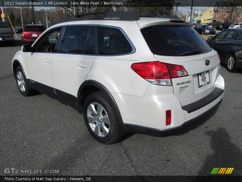 Satin White Pearl / Warm Ivory 2012 Subaru Outback 3.6R Limited