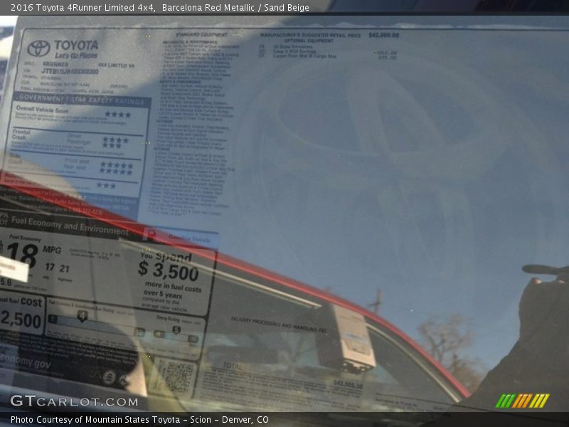 Barcelona Red Metallic / Sand Beige 2016 Toyota 4Runner Limited 4x4