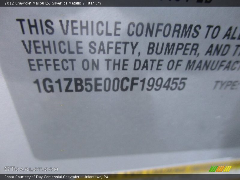 Silver Ice Metallic / Titanium 2012 Chevrolet Malibu LS