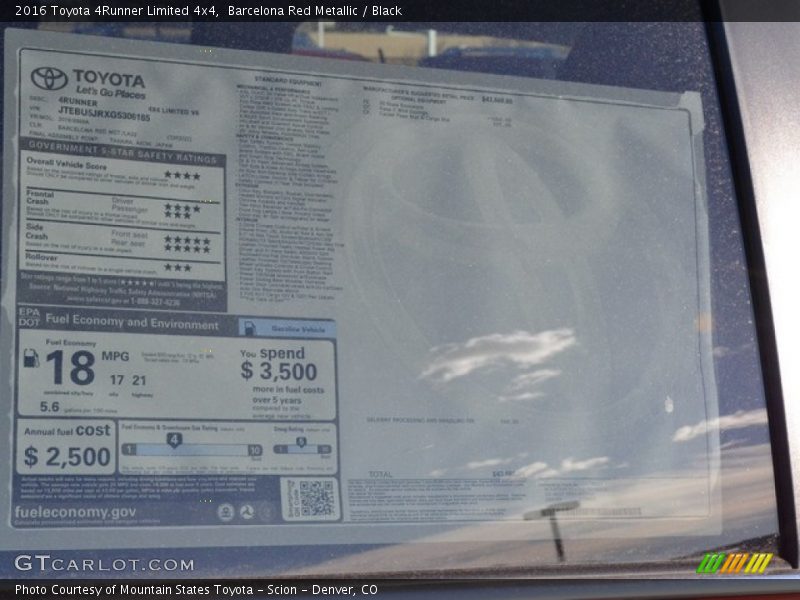 Barcelona Red Metallic / Black 2016 Toyota 4Runner Limited 4x4