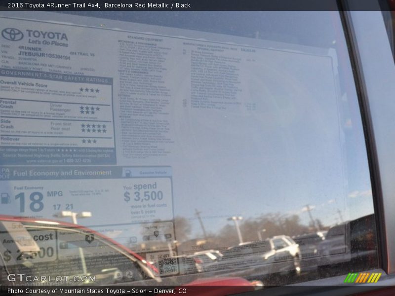 Barcelona Red Metallic / Black 2016 Toyota 4Runner Trail 4x4
