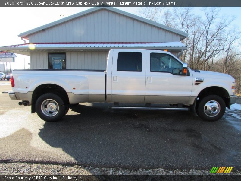 White Platinum Metallic Tri-Coat / Camel 2010 Ford F350 Super Duty Lariat Crew Cab 4x4 Dually