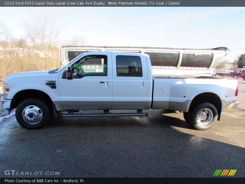 White Platinum Metallic Tri-Coat / Camel 2010 Ford F350 Super Duty Lariat Crew Cab 4x4 Dually