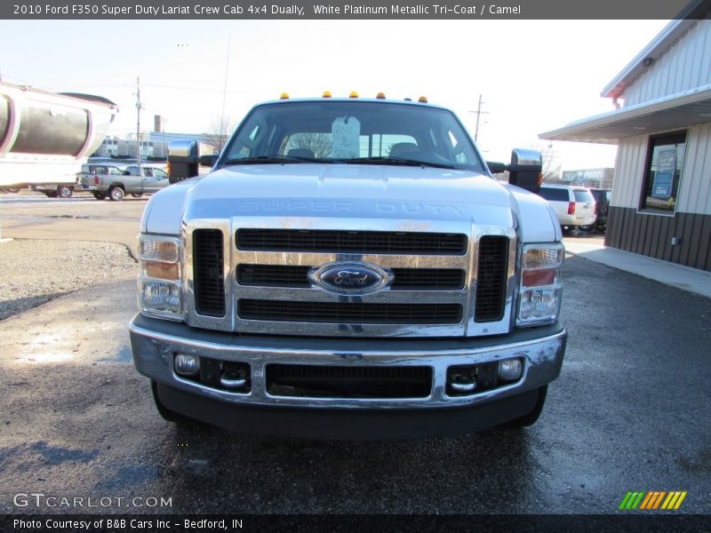 White Platinum Metallic Tri-Coat / Camel 2010 Ford F350 Super Duty Lariat Crew Cab 4x4 Dually