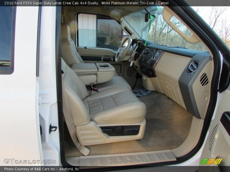 White Platinum Metallic Tri-Coat / Camel 2010 Ford F350 Super Duty Lariat Crew Cab 4x4 Dually