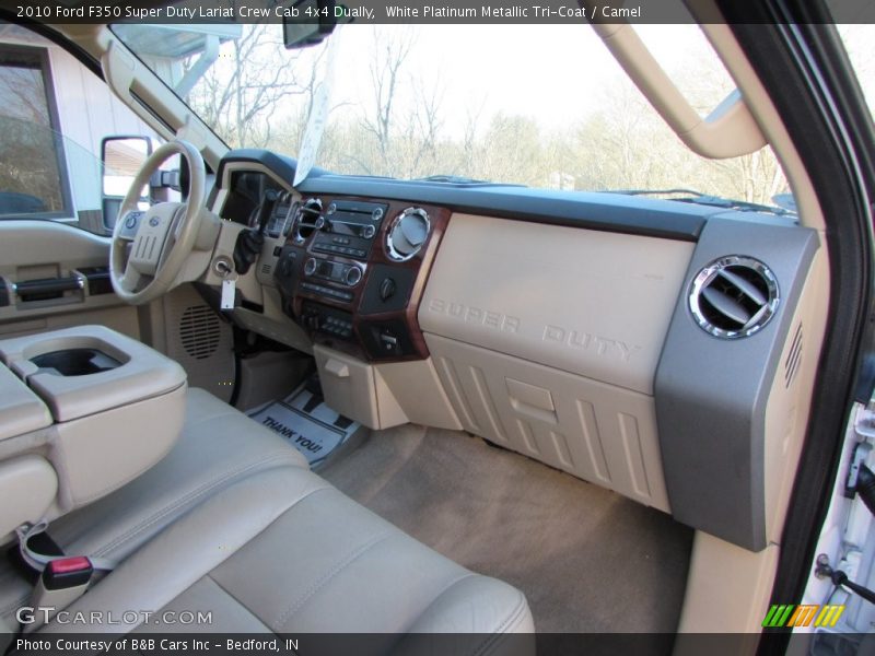 White Platinum Metallic Tri-Coat / Camel 2010 Ford F350 Super Duty Lariat Crew Cab 4x4 Dually