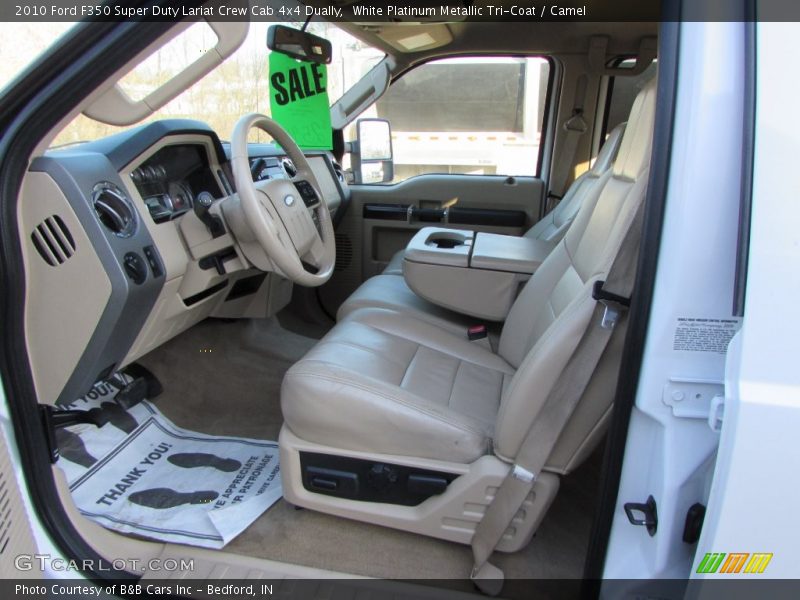White Platinum Metallic Tri-Coat / Camel 2010 Ford F350 Super Duty Lariat Crew Cab 4x4 Dually