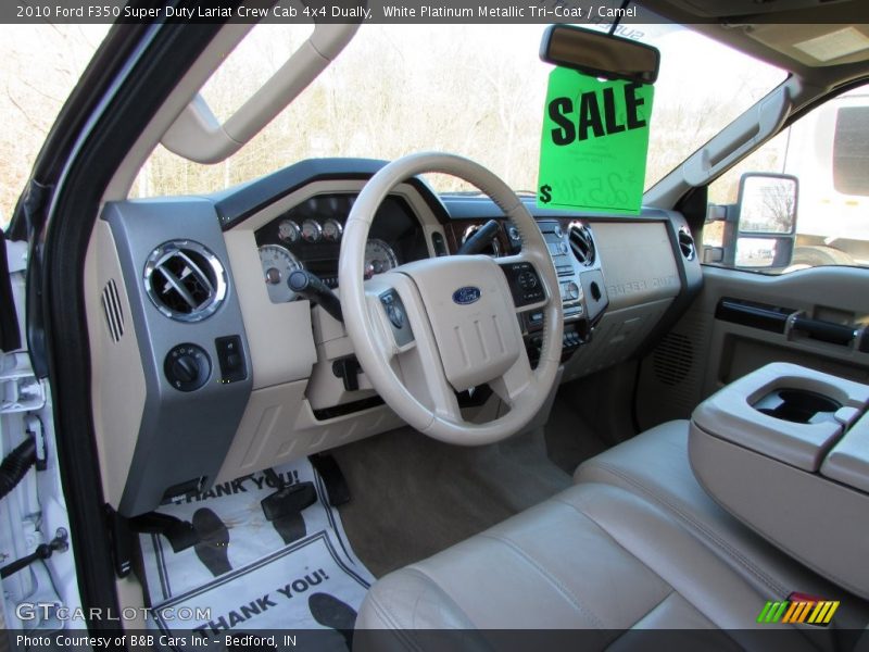 White Platinum Metallic Tri-Coat / Camel 2010 Ford F350 Super Duty Lariat Crew Cab 4x4 Dually