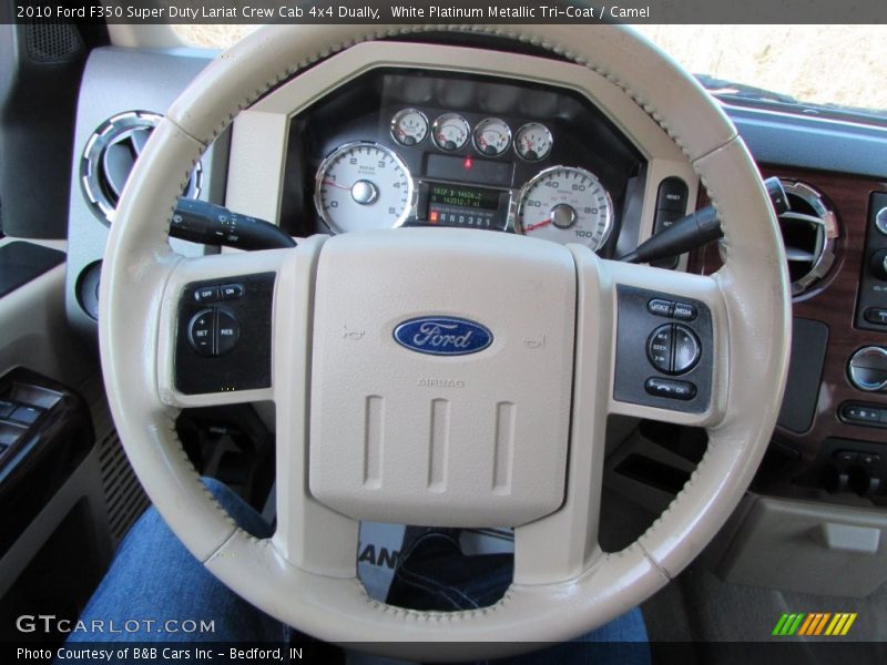 White Platinum Metallic Tri-Coat / Camel 2010 Ford F350 Super Duty Lariat Crew Cab 4x4 Dually