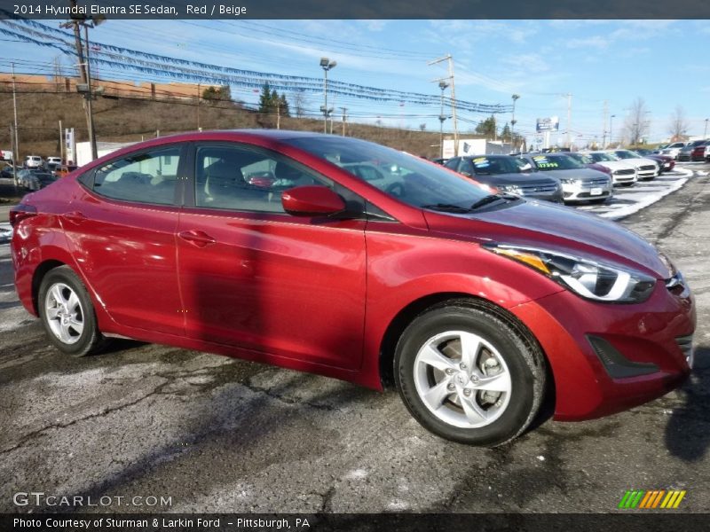 Red / Beige 2014 Hyundai Elantra SE Sedan