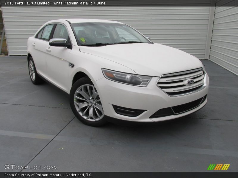 White Platinum Metallic / Dune 2015 Ford Taurus Limited