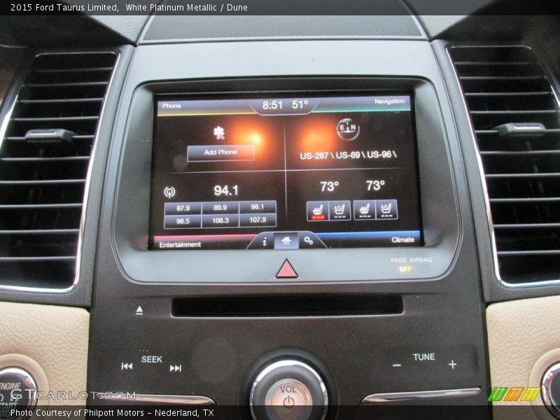 White Platinum Metallic / Dune 2015 Ford Taurus Limited