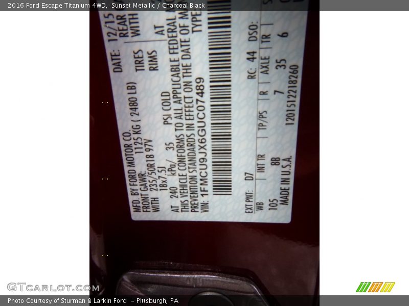 Sunset Metallic / Charcoal Black 2016 Ford Escape Titanium 4WD