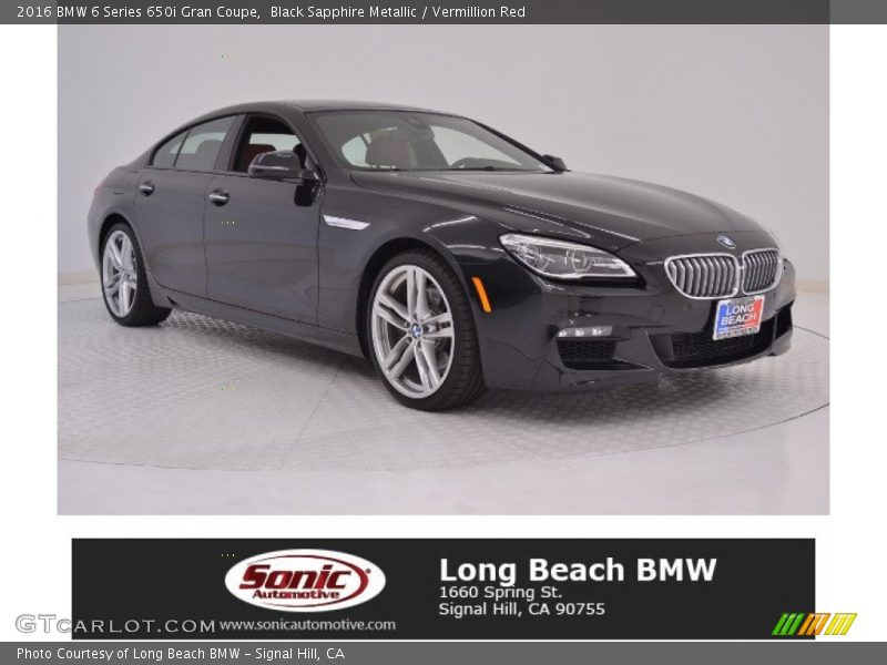 Black Sapphire Metallic / Vermillion Red 2016 BMW 6 Series 650i Gran Coupe