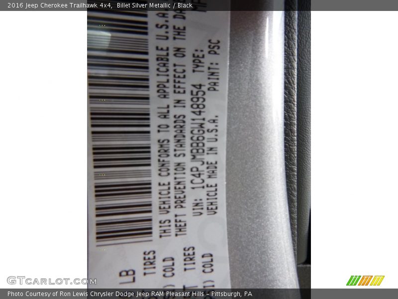 Billet Silver Metallic / Black 2016 Jeep Cherokee Trailhawk 4x4