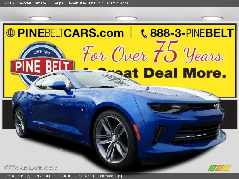 Hyper Blue Metallic / Ceramic White 2016 Chevrolet Camaro LT Coupe
