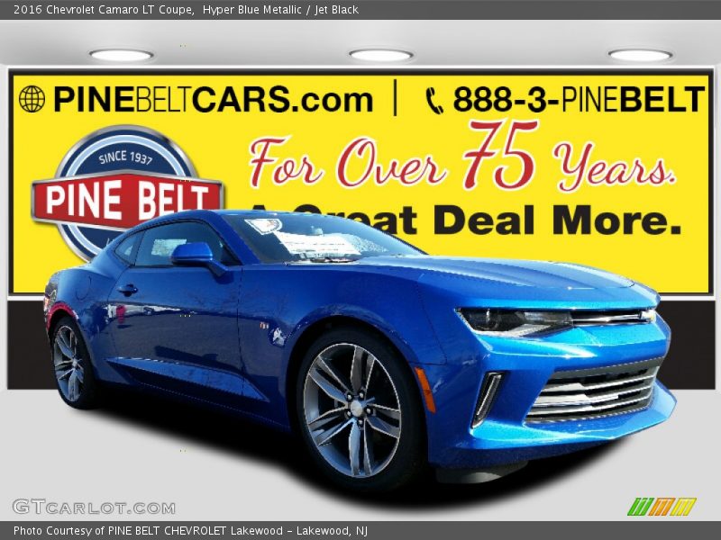 Hyper Blue Metallic / Jet Black 2016 Chevrolet Camaro LT Coupe