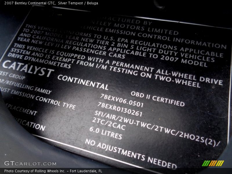 Silver Tempest / Beluga 2007 Bentley Continental GTC