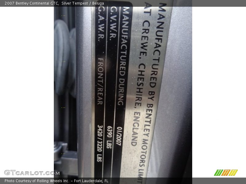 Silver Tempest / Beluga 2007 Bentley Continental GTC