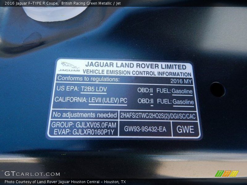 British Racing Green Metallic / Jet 2016 Jaguar F-TYPE R Coupe