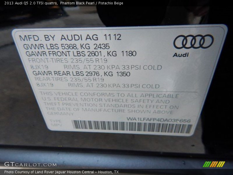Phantom Black Pearl / Pistachio Beige 2013 Audi Q5 2.0 TFSI quattro