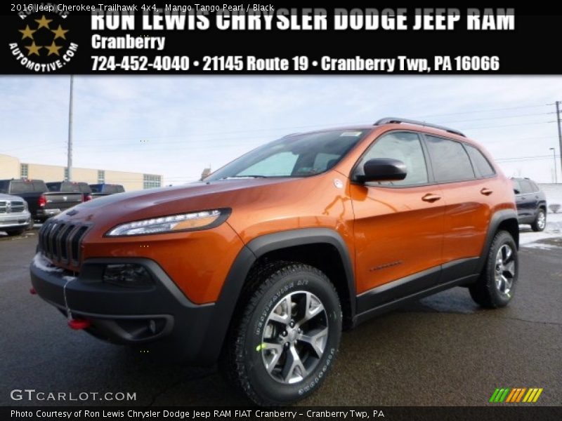 Mango Tango Pearl / Black 2016 Jeep Cherokee Trailhawk 4x4