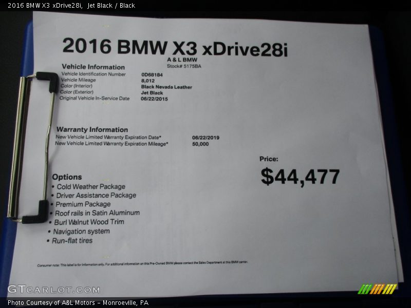 Jet Black / Black 2016 BMW X3 xDrive28i