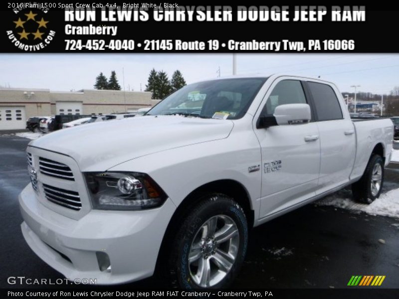 Bright White / Black 2016 Ram 1500 Sport Crew Cab 4x4