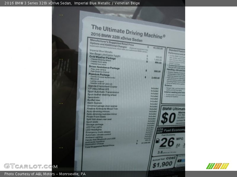 Imperial Blue Metallic / Venetian Beige 2016 BMW 3 Series 328i xDrive Sedan