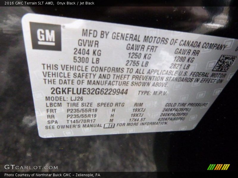 Onyx Black / Jet Black 2016 GMC Terrain SLT AWD