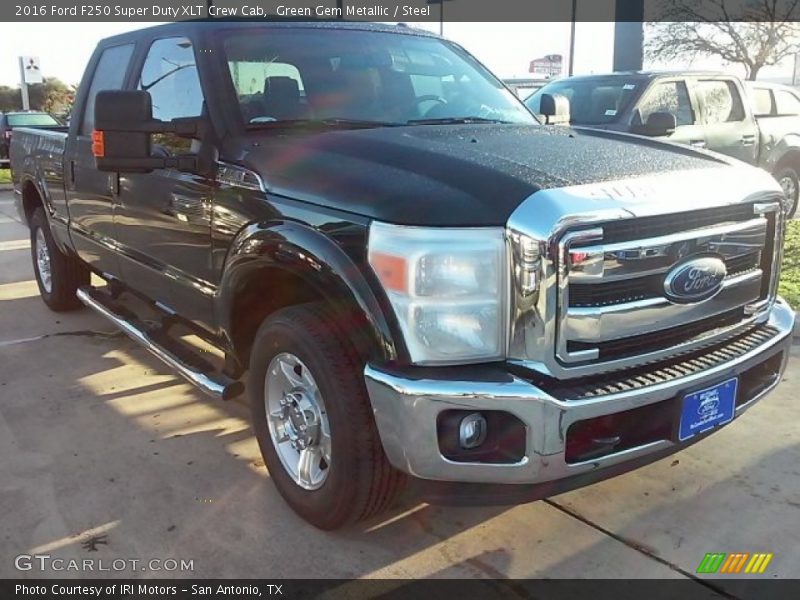 Green Gem Metallic / Steel 2016 Ford F250 Super Duty XLT Crew Cab