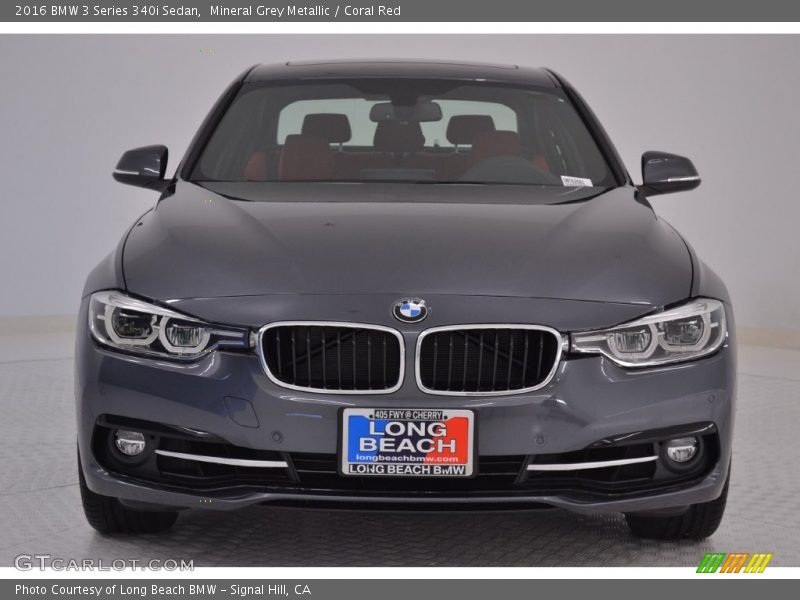 Mineral Grey Metallic / Coral Red 2016 BMW 3 Series 340i Sedan