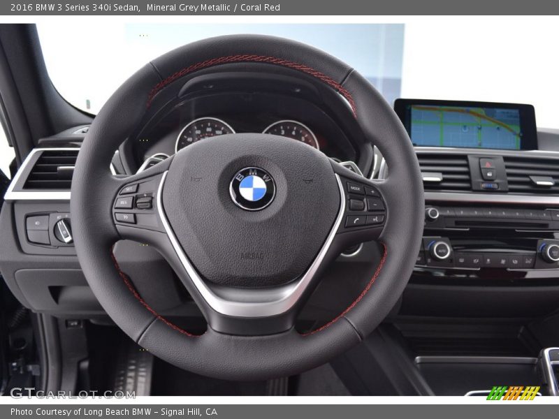 Mineral Grey Metallic / Coral Red 2016 BMW 3 Series 340i Sedan