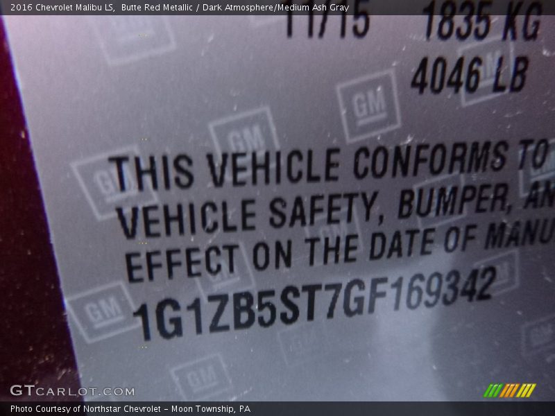 Butte Red Metallic / Dark Atmosphere/Medium Ash Gray 2016 Chevrolet Malibu LS
