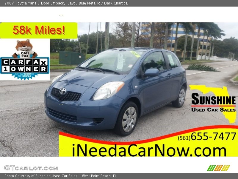 Bayou Blue Metallic / Dark Charcoal 2007 Toyota Yaris 3 Door Liftback