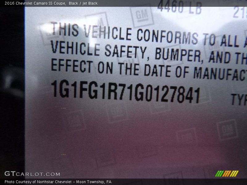 Black / Jet Black 2016 Chevrolet Camaro SS Coupe