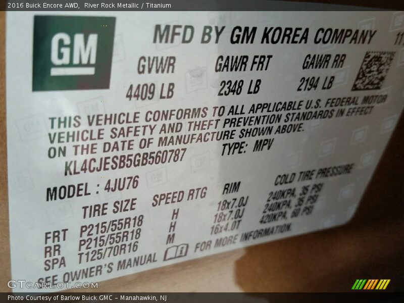 River Rock Metallic / Titanium 2016 Buick Encore AWD