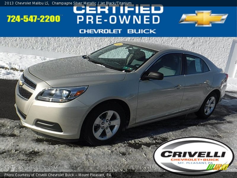 Champagne Silver Metallic / Jet Black/Titanium 2013 Chevrolet Malibu LS