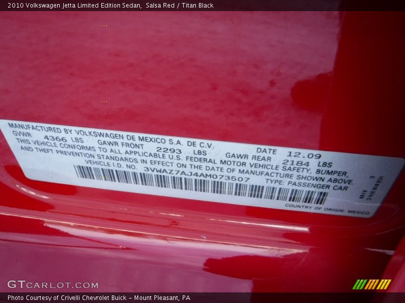 Salsa Red / Titan Black 2010 Volkswagen Jetta Limited Edition Sedan