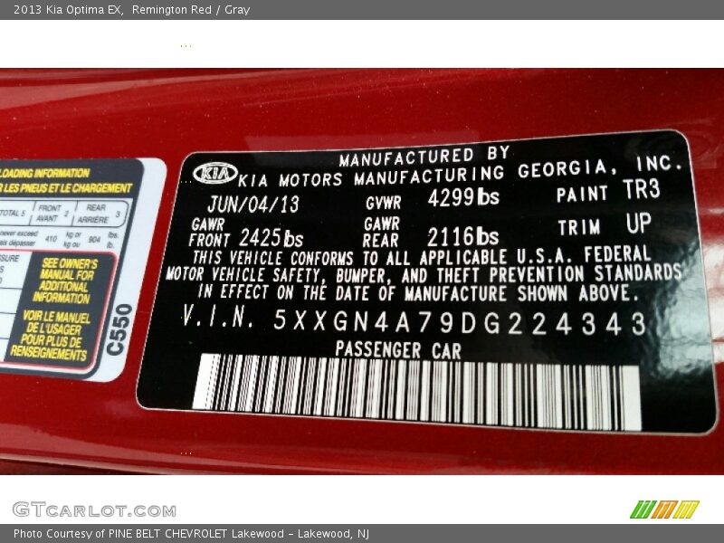 Remington Red / Gray 2013 Kia Optima EX