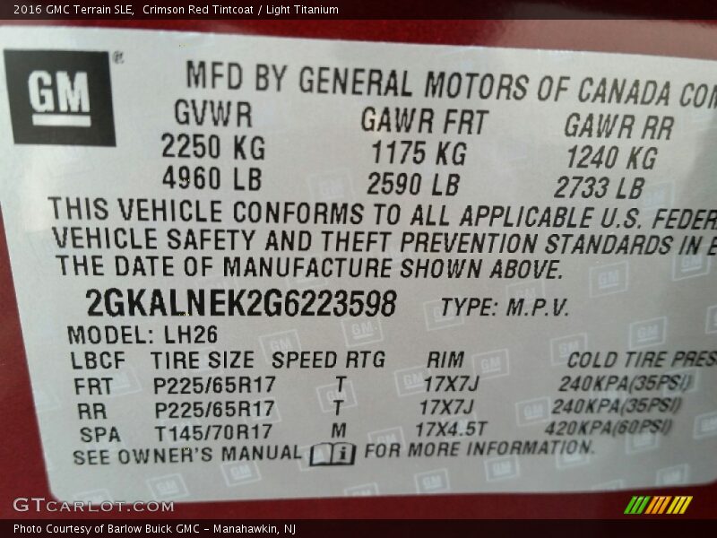 Crimson Red Tintcoat / Light Titanium 2016 GMC Terrain SLE