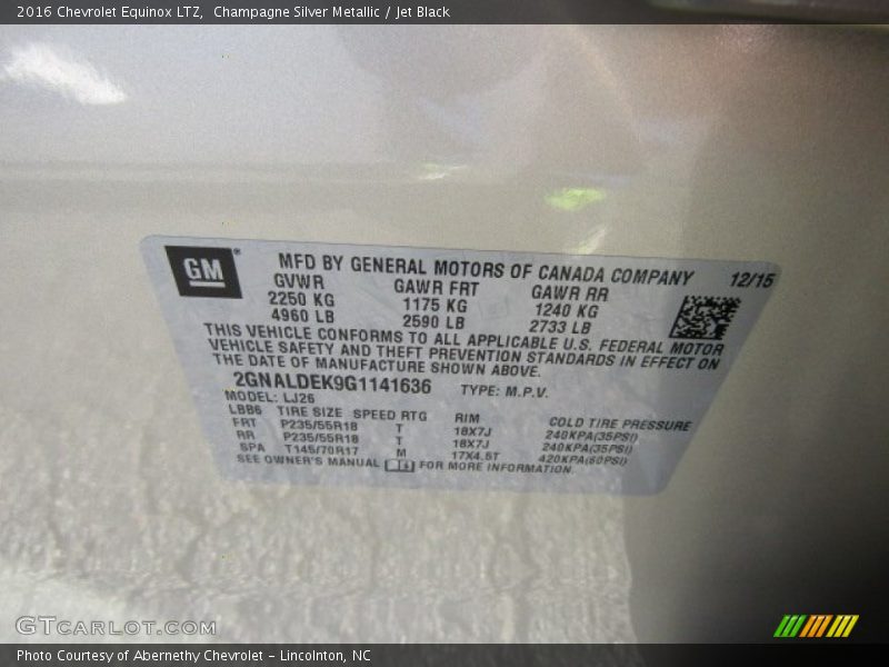 Champagne Silver Metallic / Jet Black 2016 Chevrolet Equinox LTZ