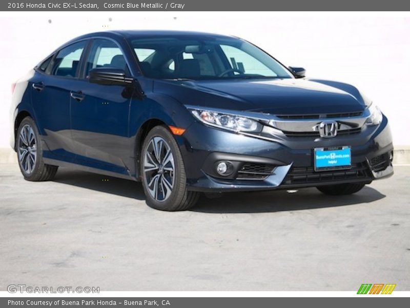 Cosmic Blue Metallic / Gray 2016 Honda Civic EX-L Sedan