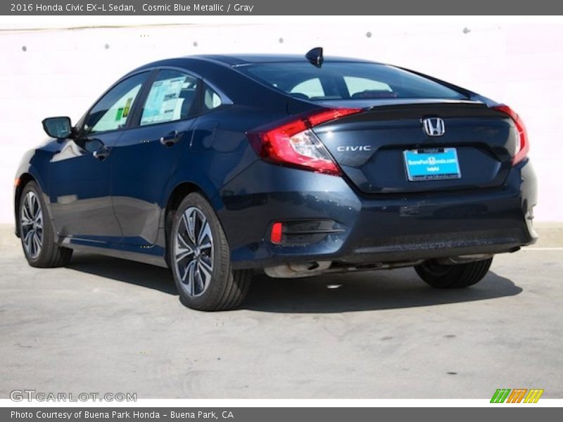 Cosmic Blue Metallic / Gray 2016 Honda Civic EX-L Sedan