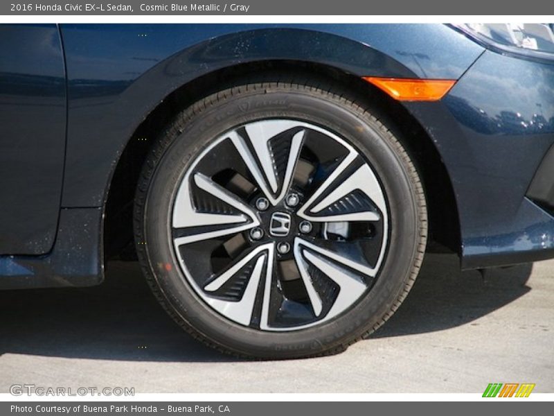 Cosmic Blue Metallic / Gray 2016 Honda Civic EX-L Sedan
