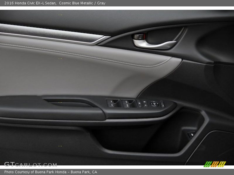 Cosmic Blue Metallic / Gray 2016 Honda Civic EX-L Sedan